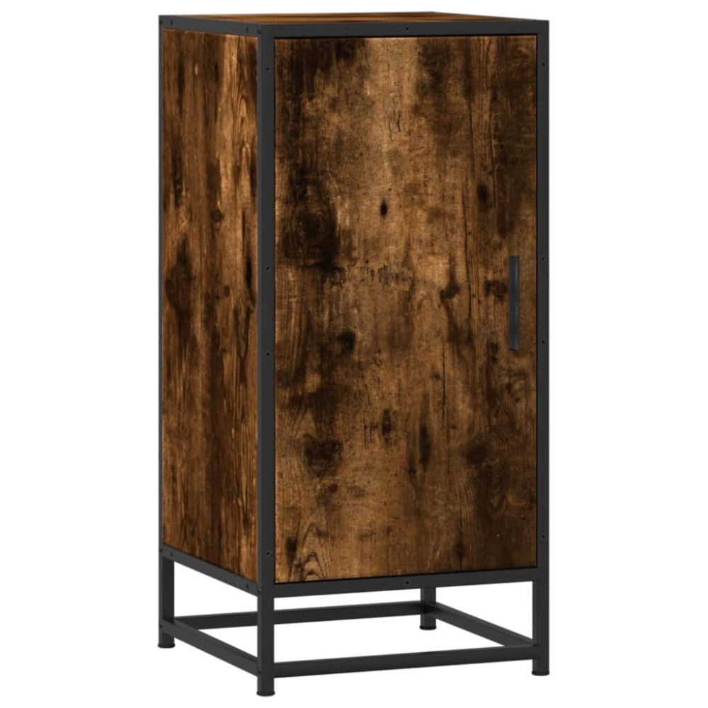 vidaXL Dulap, stejar fumuriu, 35,5x35x76 cm, lemn prelucrat și metal