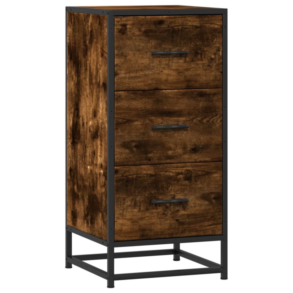 vidaXL Dulap, stejar fumuriu, 35,5x35x76 cm, lemn prelucrat și metal