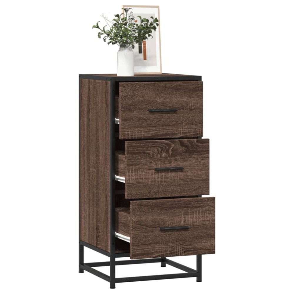 vidaXL Dulap, stejar maro, 35,5x35x76 cm, lemn prelucrat și metal