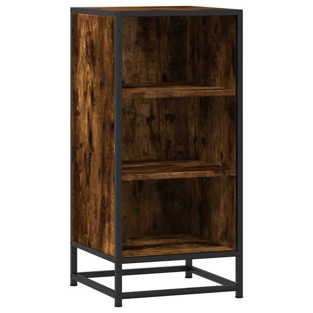 vidaXL Dulap, stejar fumuriu, 35,5x35x76 cm, lemn prelucrat și metal