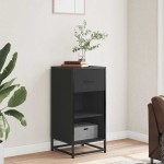 vidaXL Dulap, negru, 35,5x35x76 cm, lemn prelucrat și metal