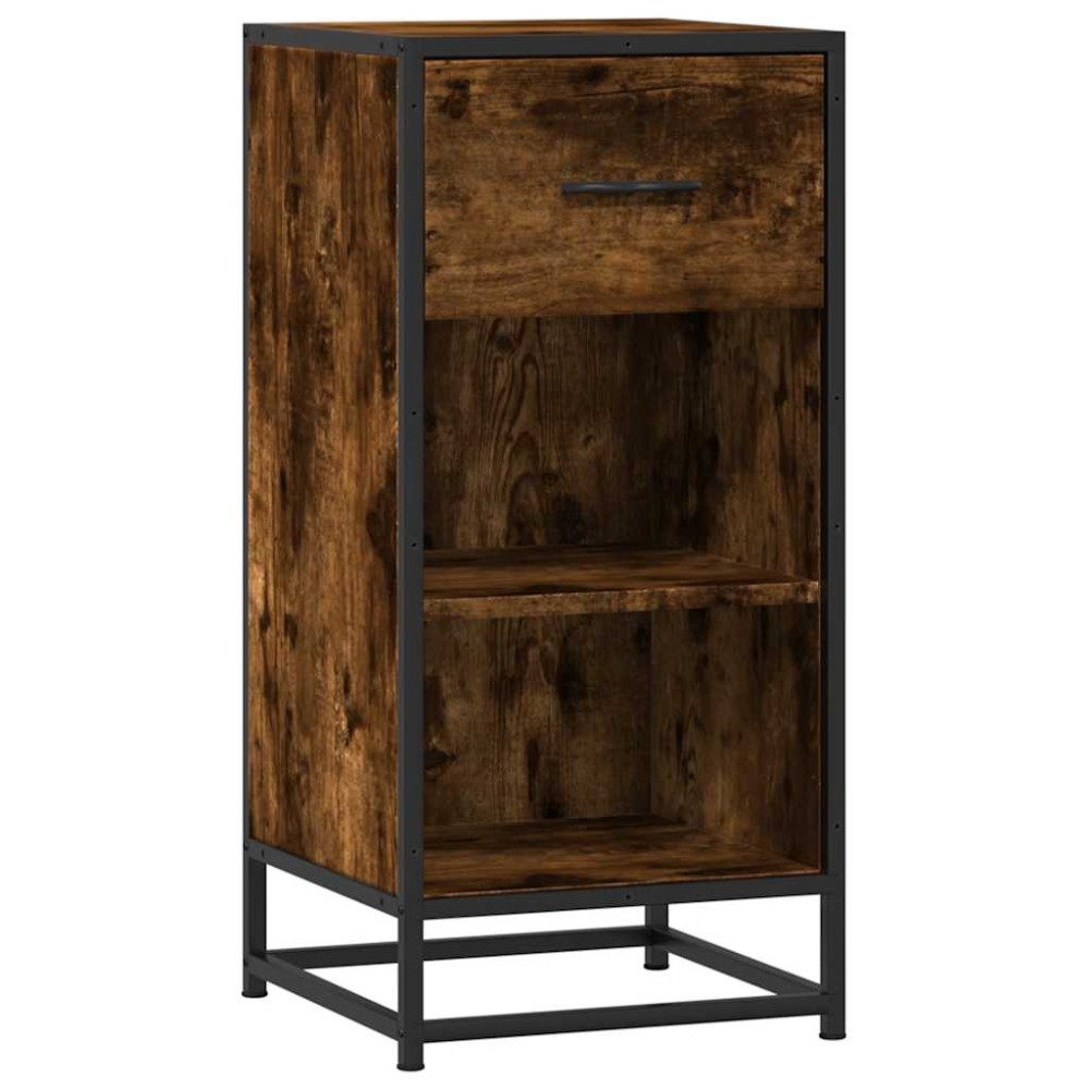 vidaXL Dulap, stejar fumuriu, 35,5x35x76 cm, lemn prelucrat și metal