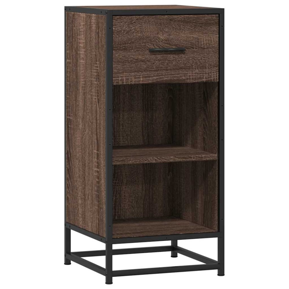 vidaXL Dulap, stejar maro, 35,5x35x76 cm, lemn prelucrat și metal