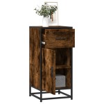 vidaXL Dulap, stejar fumuriu, 35,5x35x76 cm, lemn prelucrat și metal