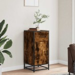 vidaXL Dulap, stejar fumuriu, 35,5x35x76 cm, lemn prelucrat și metal