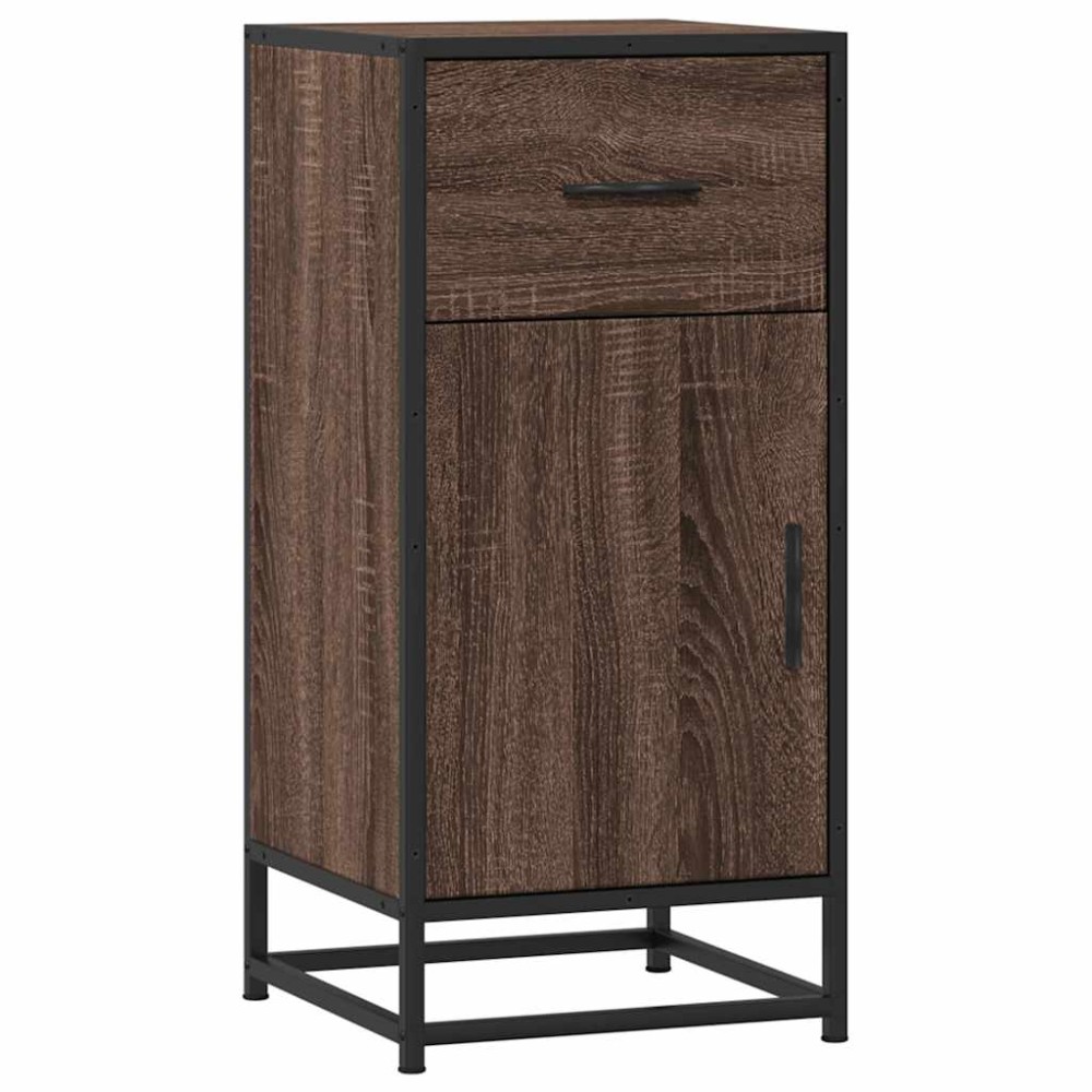 vidaXL Dulap, stejar maro, 35,5x35x76 cm, lemn prelucrat și metal
