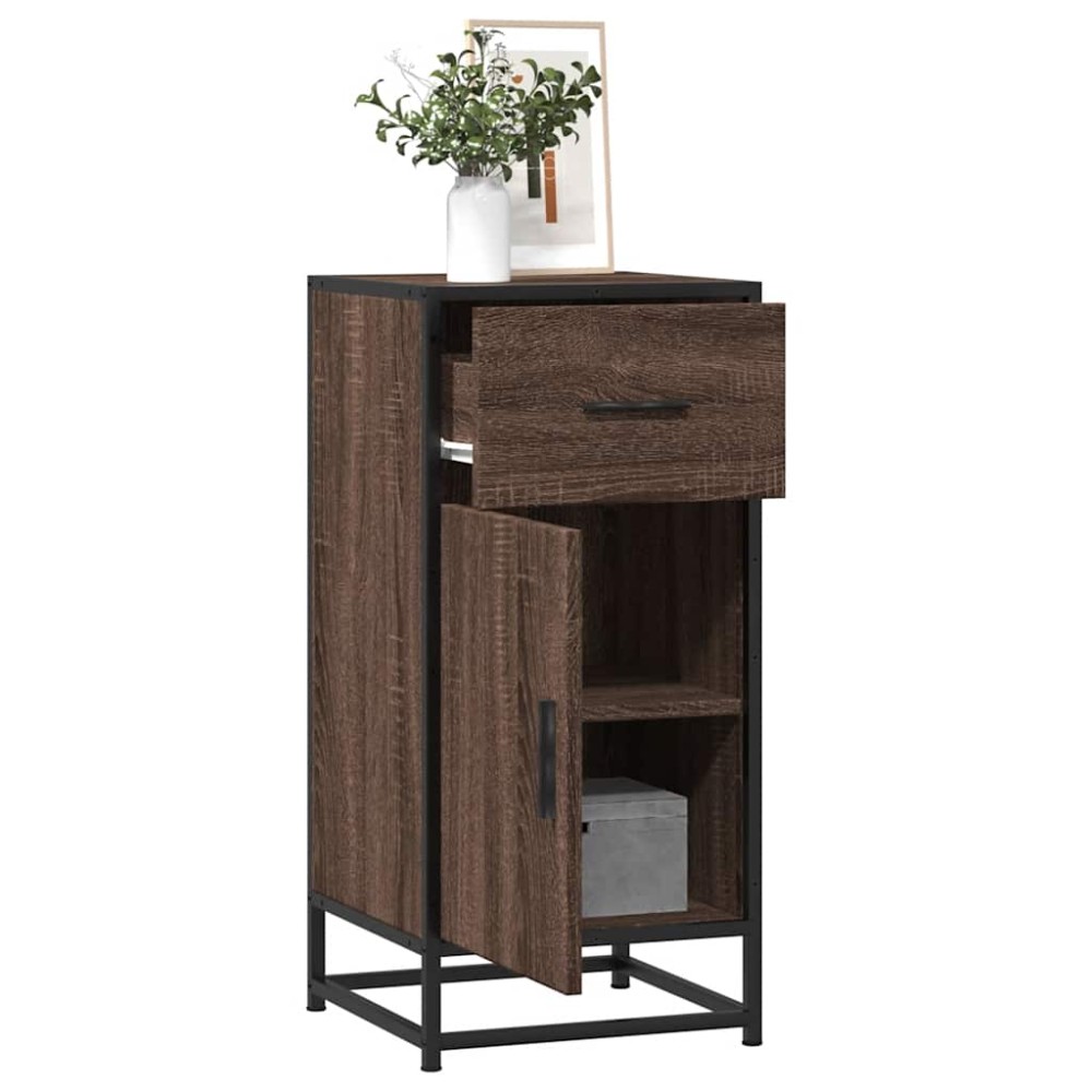 vidaXL Dulap, stejar maro, 35,5x35x76 cm, lemn prelucrat și metal