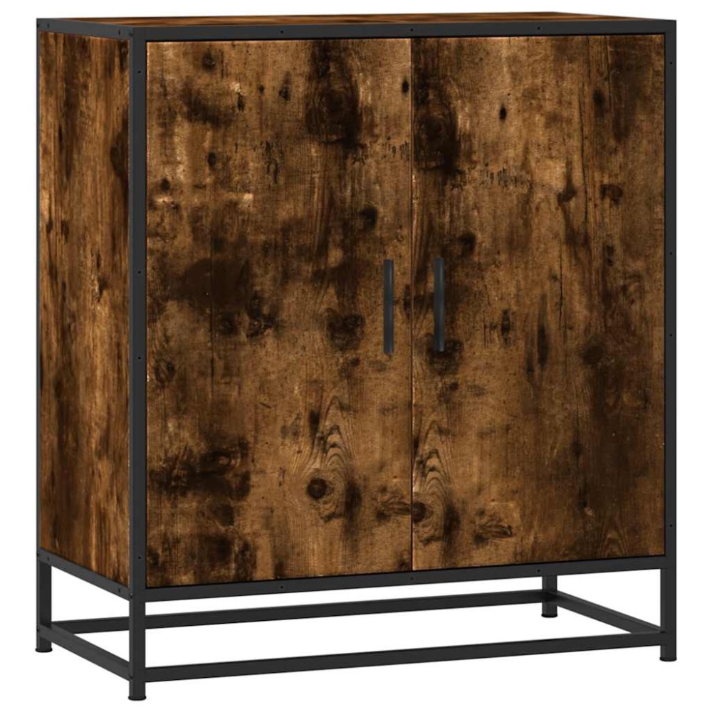 vidaXL Dulap, stejar fumuriu, 68x35x76 cm, lemn prelucrat și metal