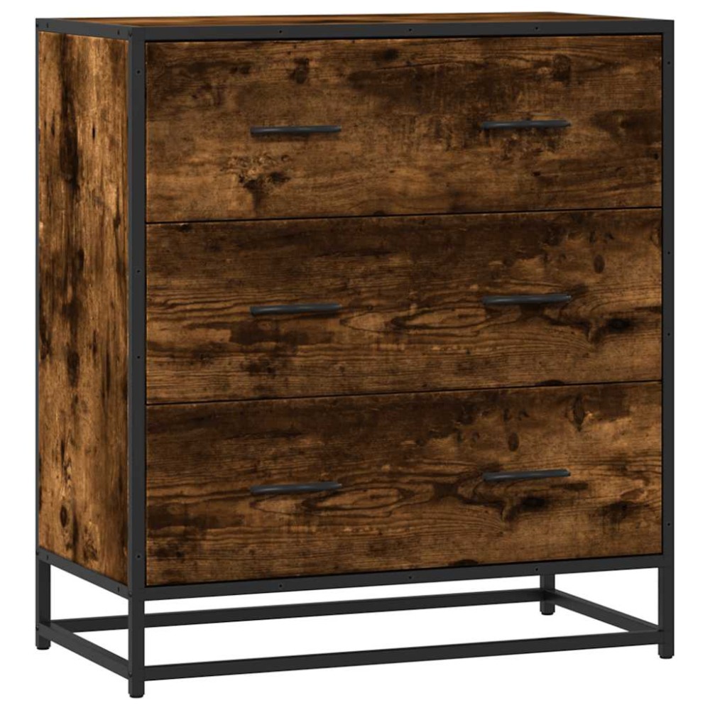 vidaXL Dulap, stejar fumuriu, 68x35x76 cm, lemn prelucrat și metal