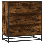 vidaXL Dulap, stejar fumuriu, 68x35x76 cm, lemn prelucrat și metal