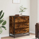 vidaXL Dulap, stejar fumuriu, 68x35x76 cm, lemn prelucrat și metal
