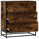 vidaXL Dulap, stejar fumuriu, 68x35x76 cm, lemn prelucrat și metal