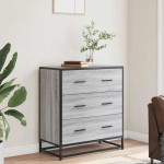 vidaXL Dulap, gri sonoma, 68x35x76 cm, lemn prelucrat și metal vidaXL Dulap, gri sonoma, 68x35x76 cm, lemn prelucrat și metal
