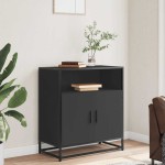 vidaXL Bufetă neagră 68x35x76 cm lemn prelucrat vidaXL Bufetă neagră 68x35x76 cm lemn prelucrat