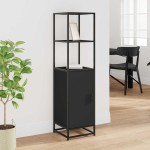 vidaXL Dulapuru negru 35,5x35x139 cm lemn și metal prelucrat vidaXL Dulapuru negru 35,5x35x139 cm lemn și metal prelucrat