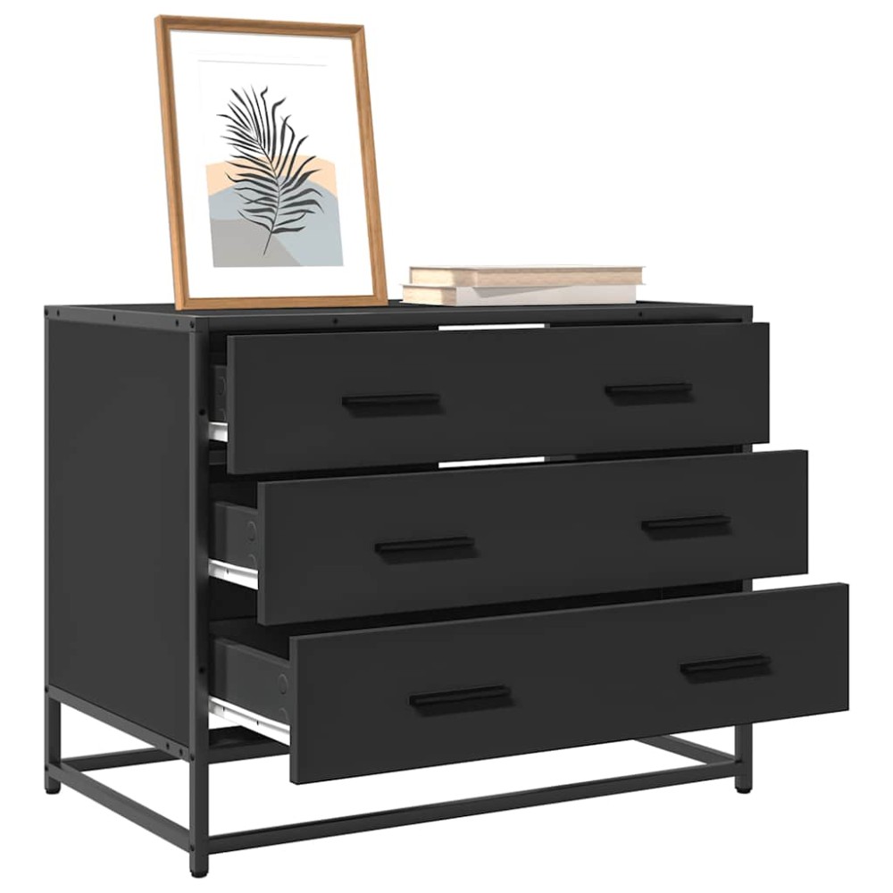 vidaXL Dulap cu sertare, negru, 70x41x56 cm, lemn compozit
