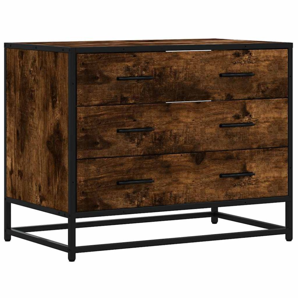 vidaXL Dulap cu sertar, stejar fumuriu,70x41x56 cm, lemn prelucrat