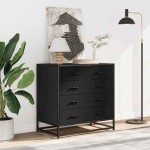 vidaXL Dulap cu sertare, negru, 70x41x70 cm, lemn compozit vidaXL Dulap cu sertare, negru, 70x41x70 cm, lemn compozit