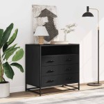 vidaXL Dulap cu sertare, negru, 70x41x70 cm, lemn compozit vidaXL Dulap cu sertare, negru, 70x41x70 cm, lemn compozit