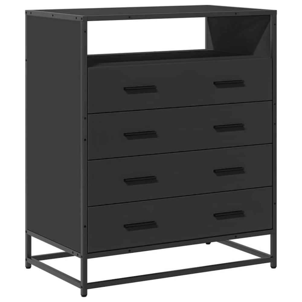 vidaXL Dulap cu sertare, negru, 70x41x83,5 cm, lemn prelucrat