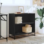 vidaXL Bibliotecă, negru, 80,5x35x76 cm, lemn prelucrat vidaXL Bibliotecă, negru, 80,5x35x76 cm, lemn prelucrat
