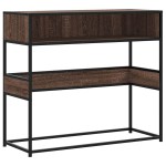 vidaXL Măsuță consolă, stejar maro, 90x35x80 cm, lemn prelucrat vidaXL Măsuță consolă, stejar maro, 90x35x80 cm, lemn prelucrat
