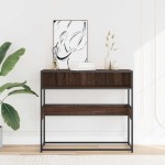 vidaXL Măsuță consolă, stejar maro, 90x35x80 cm, lemn prelucrat vidaXL Măsuță consolă, stejar maro, 90x35x80 cm, lemn prelucrat