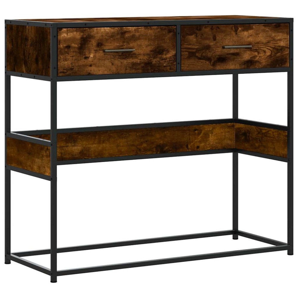 vidaXL Măsuță consolă, stejar fumuriu, 90x35x80 cm, lemn prelucrat
