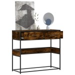 vidaXL Măsuță consolă, stejar fumuriu, 90x35x80 cm, lemn prelucrat vidaXL Măsuță consolă, stejar fumuriu, 90x35x80 cm, lemn prelucrat