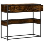 vidaXL Măsuță consolă, stejar fumuriu, 90x35x80 cm, lemn prelucrat vidaXL Măsuță consolă, stejar fumuriu, 90x35x80 cm, lemn prelucrat