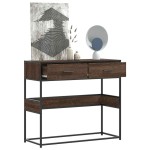 vidaXL Măsuță consolă, stejar maro, 90x35x80 cm, lemn prelucrat vidaXL Măsuță consolă, stejar maro, 90x35x80 cm, lemn prelucrat