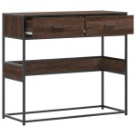 vidaXL Măsuță consolă, stejar maro, 90x35x80 cm, lemn prelucrat vidaXL Măsuță consolă, stejar maro, 90x35x80 cm, lemn prelucrat