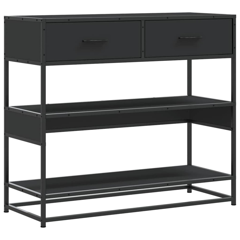 vidaXL Măsuță consolă, negru, 90x35x80 cm, lemn prelucrat