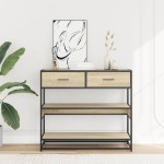 vidaXL Măsuță consolă, stejar sonoma, 90x35x80 cm, lemn prelucrat vidaXL Măsuță consolă, stejar sonoma, 90x35x80 cm, lemn prelucrat