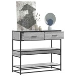 vidaXL Măsuță consolă, gri sonoma, 90x35x80 cm, lemn prelucrat vidaXL Măsuță consolă, gri sonoma, 90x35x80 cm, lemn prelucrat