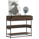 vidaXL Măsuță consolă, stejar maro, 90x35x80 cm, lemn prelucrat vidaXL Măsuță consolă, stejar maro, 90x35x80 cm, lemn prelucrat