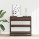 vidaXL Măsuță consolă, stejar maro, 90x35x80 cm, lemn prelucrat vidaXL Măsuță consolă, stejar maro, 90x35x80 cm, lemn prelucrat