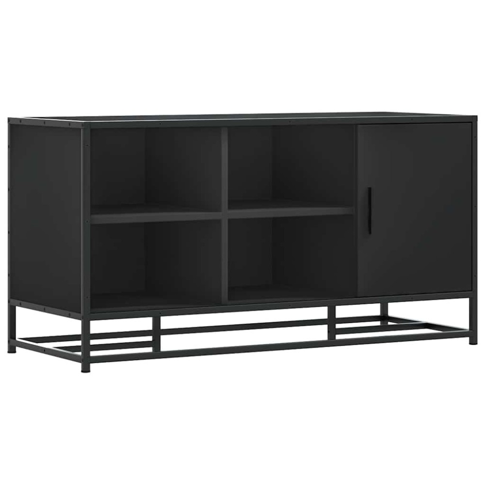 vidaXL Bancă de pantofi neagră 100x40x53,5 cm lemn și metal prelucrat