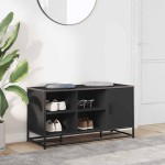 vidaXL Bancă de pantofi neagră 100x40x53,5 cm lemn și metal prelucrat
