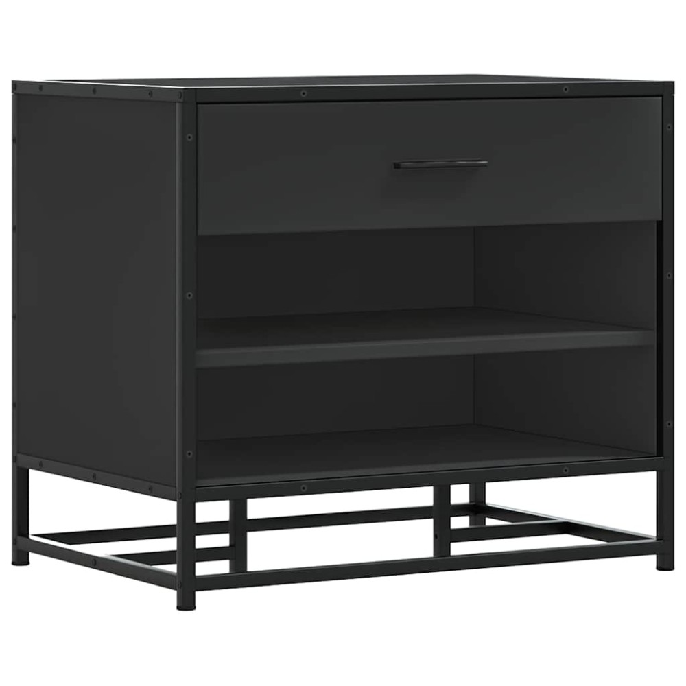 vidaXL Bancă de pantofi neagră 60x40x53,5 cm lemn și metal prelucrat