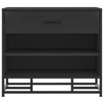 vidaXL Bancă de pantofi neagră 60x40x53,5 cm lemn și metal prelucrat vidaXL Bancă de pantofi neagră 60x40x53,5 cm lemn și metal prelucrat