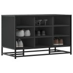 vidaXL Bancă de pantofi neagră 84x40x53,5 cm lemn și metal prelucrat vidaXL Bancă de pantofi neagră 84x40x53,5 cm lemn și metal prelucrat