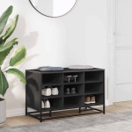 vidaXL Bancă de pantofi neagră 84x40x53,5 cm lemn și metal prelucrat vidaXL Bancă de pantofi neagră 84x40x53,5 cm lemn și metal prelucrat