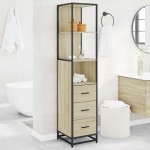vidaXL Dulap de baie, stejar sonoma, 35x37,5x166 cm, lemn prelucrat vidaXL Dulap de baie, stejar sonoma, 35x37,5x166 cm, lemn prelucrat