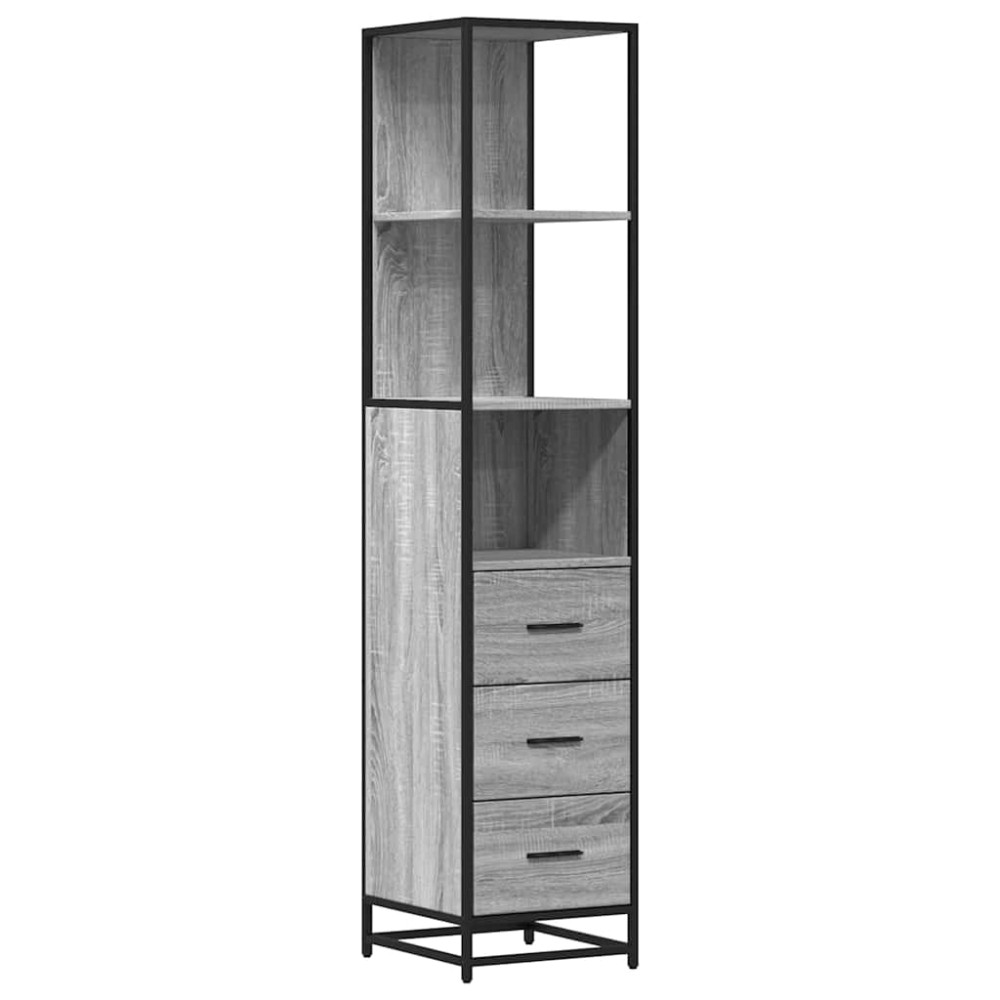 vidaXL Dulap de baie, gri sonoma, 35x37,5x166 cm, lemn prelucrat