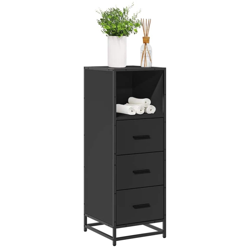 vidaXL Dulap de baie negru 35x37,5x100 cm lemn prelucrat