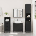 vidaXL Dulap de baie negru 35x37,5x100 cm lemn prelucrat