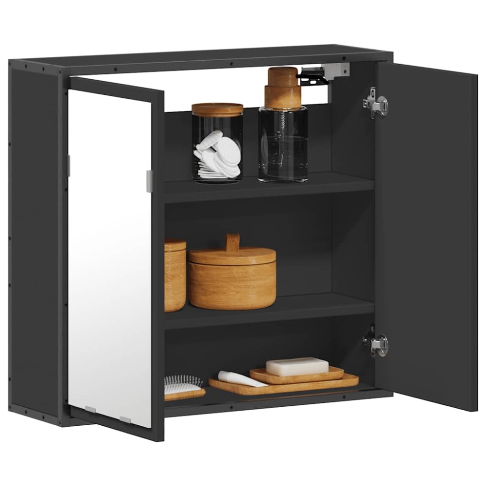 vidaXL Dulap cu oglindă pentru baie neagră 65x20x60 cm lemn prelucrat