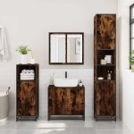 vidaXL Dulap baie cu oglindă stejar fumuriu 65x20x60 cm lemn compozit vidaXL Dulap baie cu oglindă stejar fumuriu 65x20x60 cm lemn compozit