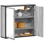 vidaXL Dulap de baie cu oglindă gri sonoma 65x20x60 cm lemn compozit vidaXL Dulap de baie cu oglindă gri sonoma 65x20x60 cm lemn compozit
